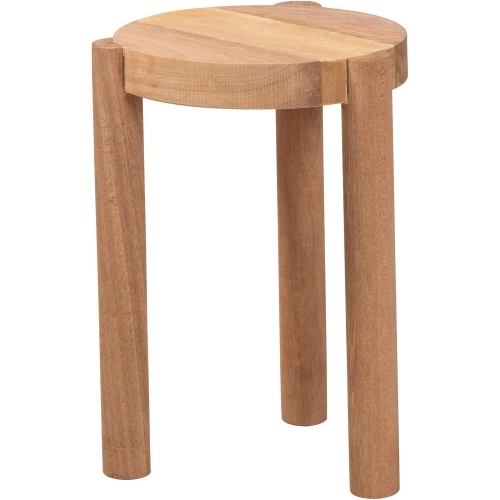 Shadi Tripod End Table Accent Stool in Natural Acacia Wood