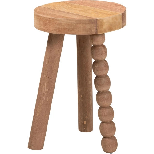 Sihu Bobbin End Table Accent Stool in Natural Acacia Wood
