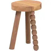 Sihu Bobbin End Table Accent Stool in Natural Acacia Wood