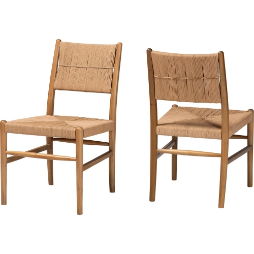 Alva Dining Chair in Mahogany Wood & Handwoven Paper Loom (Set of 2)