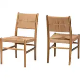 Alva Dining Chair in Mahogany Wood & Handwoven Paper Loom (Set of 2)