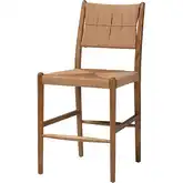 Alva Counter Stool in Mahogany Wood & Handwoven Paper Loom