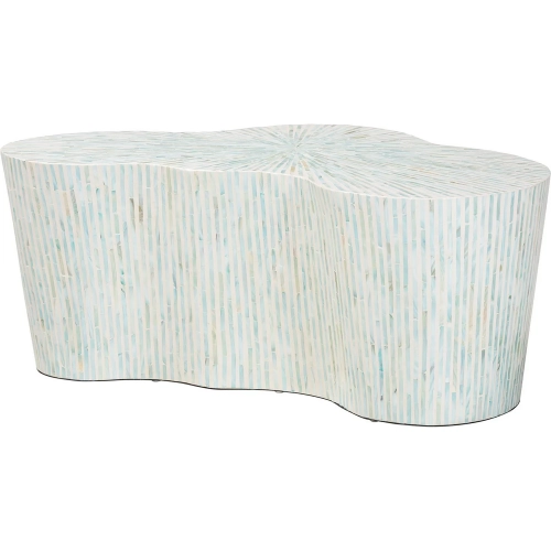 Fiorella Organic Shape Coffee Table in White & Aquamarine Capiz Shell