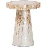 Beile Scalloped Pedestal End Table in Mother of Pearl Capiz Shell