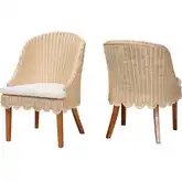 Mabel Wingback Dining Chair in Handwoven Natural Rattan Cushion (Set of 2)