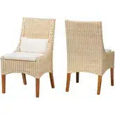 Haybourne Wingback Dining Chair in Handwoven Natural Rattan & Wood (Set of 2)