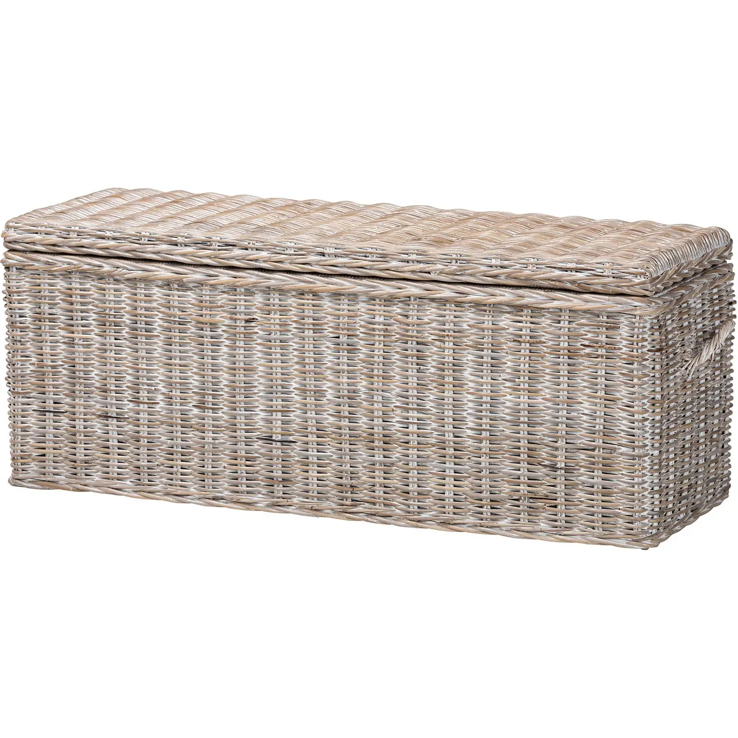 Clarette Storage Bench in White Washed Kubu Grey Rattan