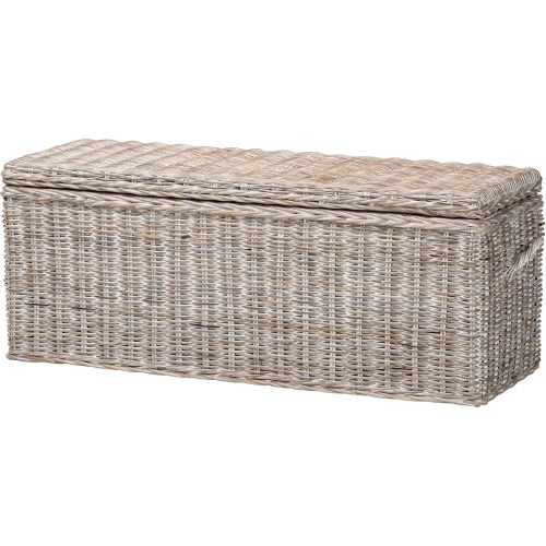 Clarette Storage Bench in White Washed Kubu Grey Rattan