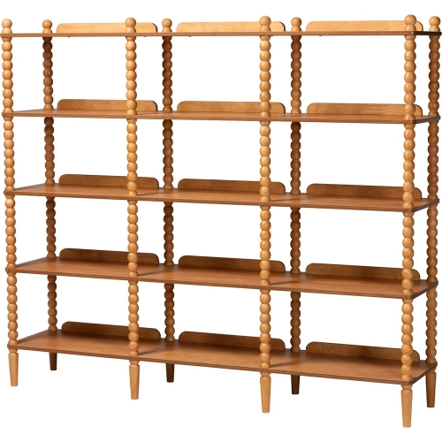 Lucera Bobbin 5 Tier Display Bookcase in Oak Brown Wood