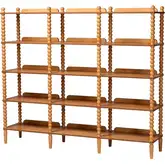 Lucera Bobbin 5 Tier Display Bookcase in Oak Brown Wood