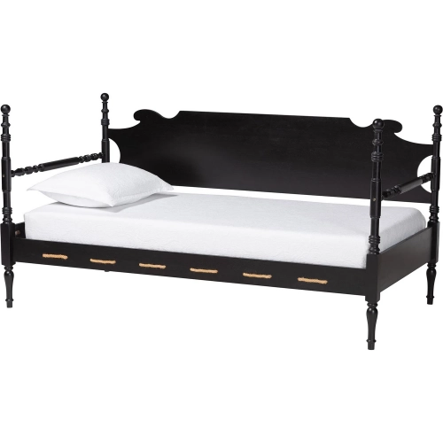 Gaetano Four Turned Spindle Post Twin Daybed in Black Wood