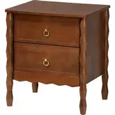 Seamus Bobbin 2 Drawer Nightstand in Walnut Brown Wood