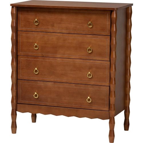 Seamus Bobbin 4 Drawer Chest in Walnut Brown Wood