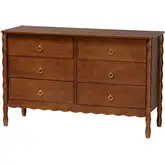 Seamus Bobbin 6 Drawer Dresser in Walnut Brown Wood