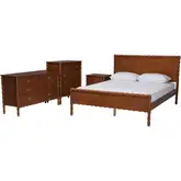 Seamus Bobbin 4 Piece Queen Bedroom Set in Walnut Brown Wood