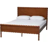 Seamus Bobbin Queen Platform Bed in Walnut Brown Wood