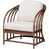 Stan Accent Lounge Chair in Light Brown Rattan & Neutral Fabric