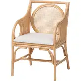 Matt Accent Arm Chair in Natural Rattan & White Fabric
