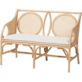 Matt Loveseat in Natural Rattan, Cane & White Fabric