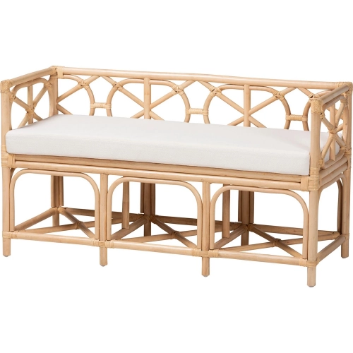 Theo Accent Bench in Natural Rattan & Fabric