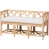 Theo Accent Bench in Natural Rattan & Fabric
