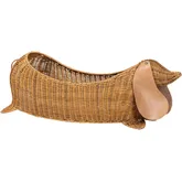 Daffodil Dachshund Basket in Handwoven Light Honey Natural Rattan