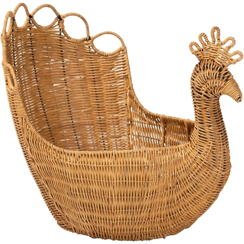 Florabel Peacock Basket in Handwoven Light Honey Natural Rattan