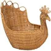 Florabel Peacock Basket in Handwoven Light Honey Natural Rattan