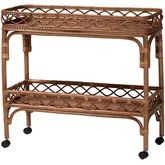 Fumiyo Two Tier Kitchen Serving Cart in Handwoven Rattan