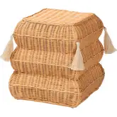 Noura Ottoman in Honey Rattan with Tassel Accents