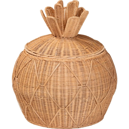 Pelham 20" Pineapple Laundry Hamper Storage Basket in Handwoven Honey Rattan