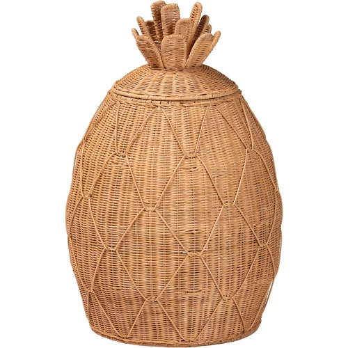 Pelham 26" Pineapple Laundry Hamper Storage Basket in Handwoven Honey Rattan