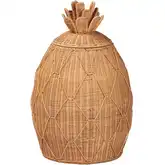 Pelham 26" Pineapple Laundry Hamper Storage Basket in Handwoven Honey Rattan