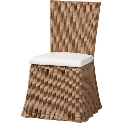 Serge Dining Chair in Light Brown Woven Seagrass & Neutral Fabric