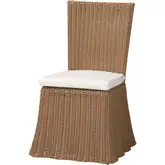 Serge Dining Chair in Light Brown Woven Seagrass & Neutral Fabric