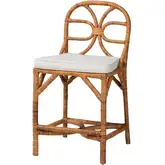 Alondra Counter Stool in Light Honey Natural Rattan & Neutral Fabric
