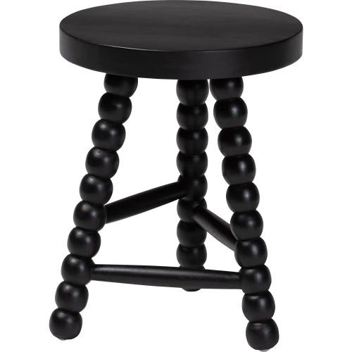 David Bobbin Accent Stool Ottoman in Black Acacia Wood