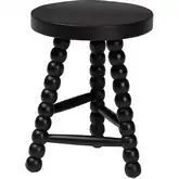 David Bobbin Accent Stool Ottoman in Black Acacia Wood