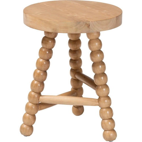 David Bobbin Accent Stool Ottoman in Natural Brown Acacia Wood