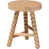 David Bobbin Accent Stool Ottoman in Natural Brown Acacia Wood