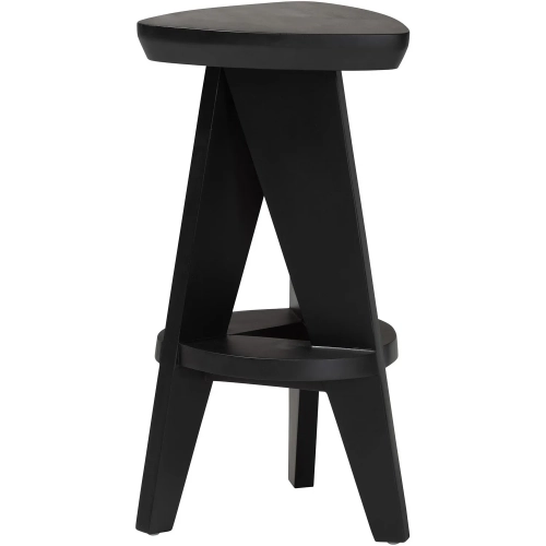 Roy Backless Counter Stool with Geometric Base in Black Mahogany Wood