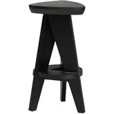 Roy Backless Counter Stool with Geometric Base in Black Mahogany Wood