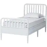 Lucera 6 Drawer Twin Platform Bed with Bobbin Frame in White Wood
