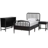 Lucera 4 Piece Twin Bobbin Bedroom Set in Black Wood