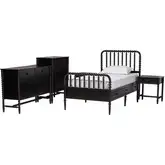 Lucera 5 Piece Twin Bobbin Bedroom Set in Black Wood