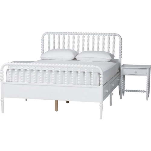 Lucera 3 Piece Full Bobbin Bedroom Set in White Wood