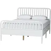 Lucera 6 Drawer Full Platform Bed with Bobbin Frame in White Wood