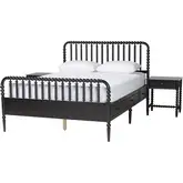 Lucera 3 Piece Full Bobbin Bedroom Set in Black Wood
