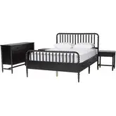 Lucera 4 Piece Full Bobbin Bedroom Set in Black Wood