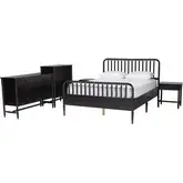 Lucera 5 Piece Full Bobbin Bedroom Set in Black Wood